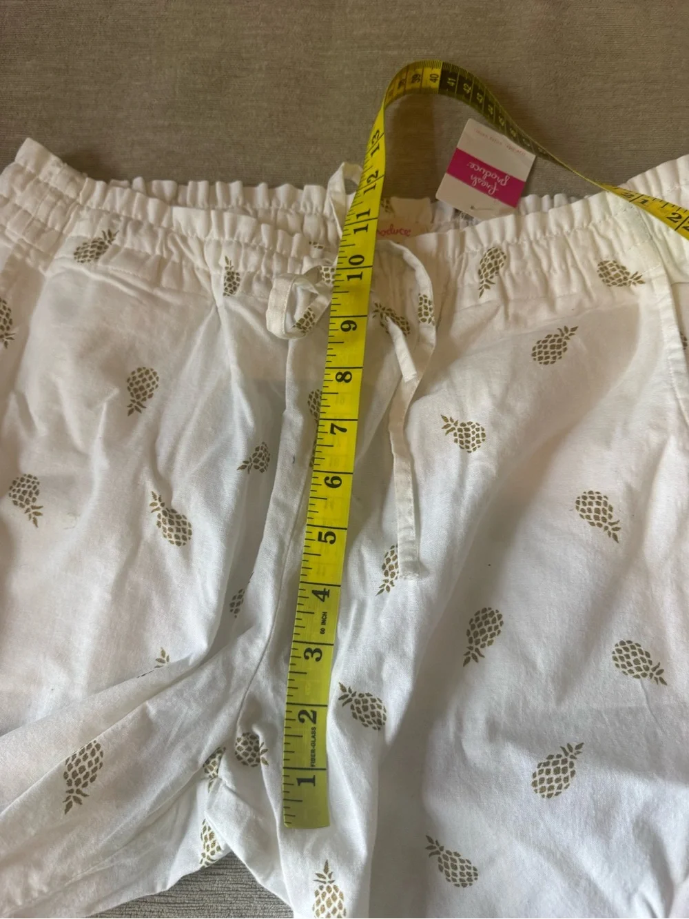 Fresh Produce Pineapple Adele Capri Pants White Gold Print Linen Blend XS/S NWT
